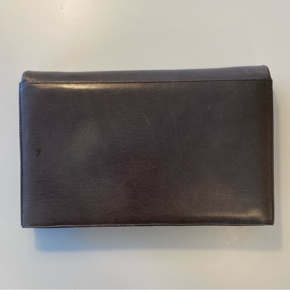 Bally Gray Leather Crossbody / Clutch with Snakeskin Accent - Picture 2 of 10